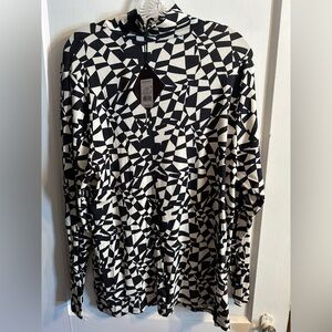 Ava & Viv Women’s Geometric Black and White Women's Top Plus Size 2X NWT